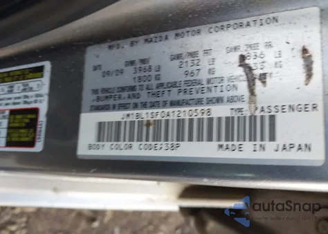 2010 Mazda Mazda3 I Touring z USA, uszkodzony, nr VIN JM1BL1SF0A1210598